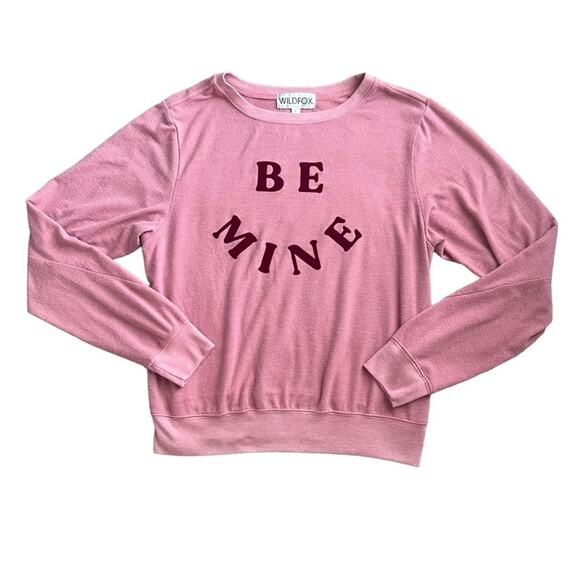 Wildfox Women’s Be Mine Pink Velvet Velour Baggy Beach Jumper Pullover Sweater L - Picture 9 of 10